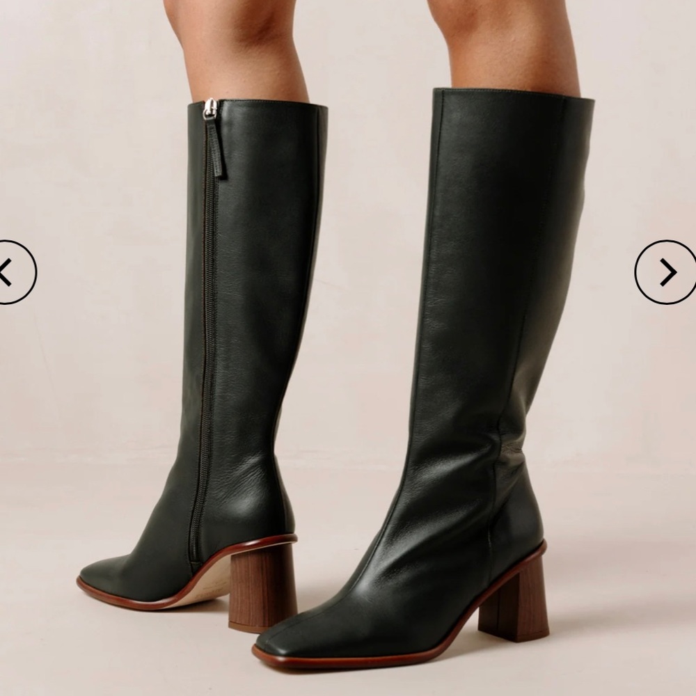ALOHAS East Knee High Leather Boot- Dark Green - Picture 3 of 8